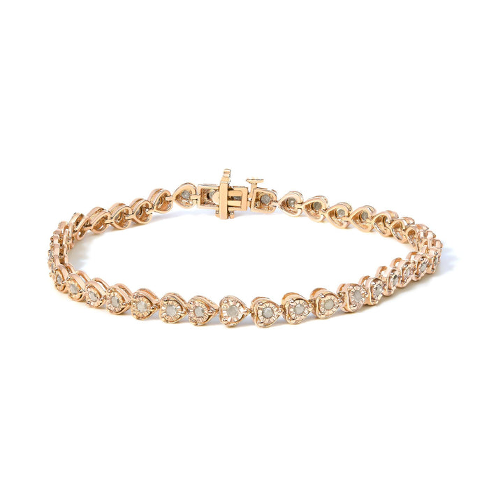 Pulsera tenis de eslabones de corazón Miracle-Set con diamantes de 1 ct. p.t. en plata de ley, foto 1