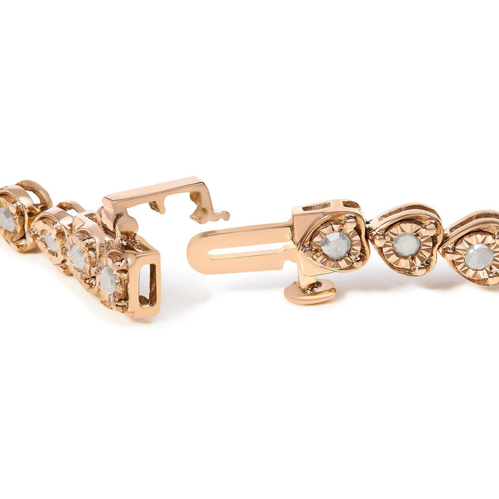 Pulsera tenis de eslabones de corazón Miracle-Set con diamantes de 1 ct. p.t. en plata de ley, foto 4