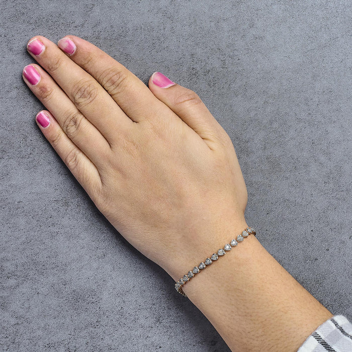 Pulsera tenis de eslabones de corazón Miracle-Set con diamantes de 1 ct. p.t. en plata de ley, foto 7