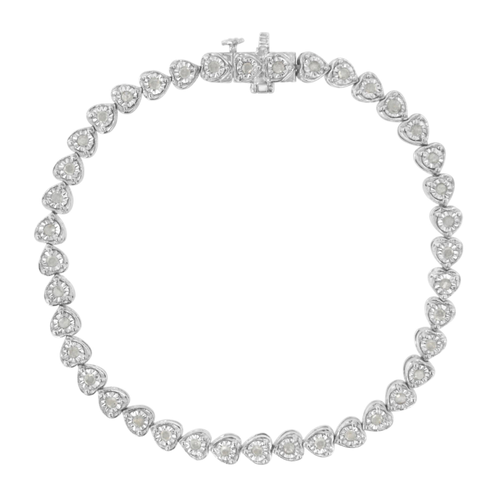 Pulsera tenis de eslabones de corazón Miracle-Set con diamantes de 1 ct. p.t. en plata de ley, foto 3