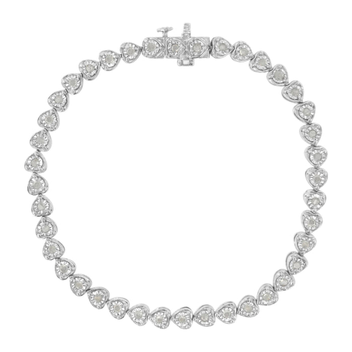 Pulsera tenis de eslabones de corazón Miracle-Set con diamantes de 1 ct. p.t. en plata de ley, foto 3