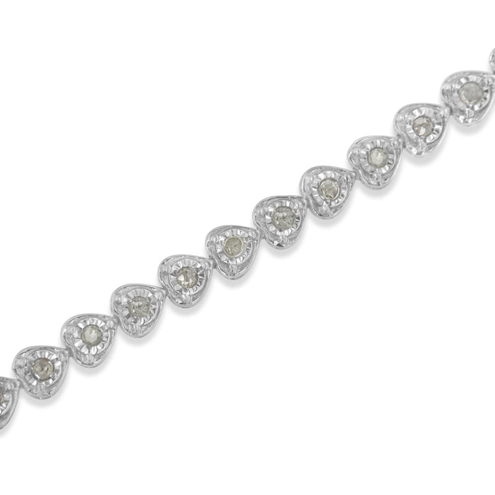 Pulsera tenis de eslabones de corazón Miracle-Set con diamantes de 1 ct. p.t. en plata de ley, foto 15