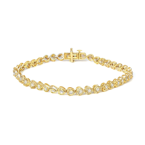 Pulsera tenis de eslabones de corazón Miracle-Set con diamantes de 1 ct. p.t. en plata de ley, foto 2