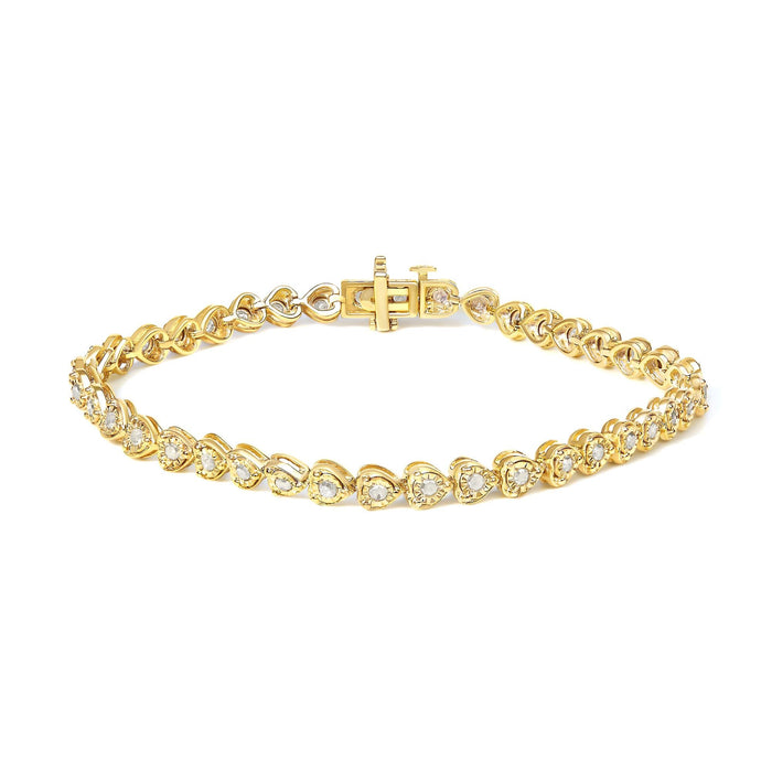 Pulsera tenis de eslabones de corazón Miracle-Set con diamantes de 1 ct. p.t. en plata de ley, foto 2