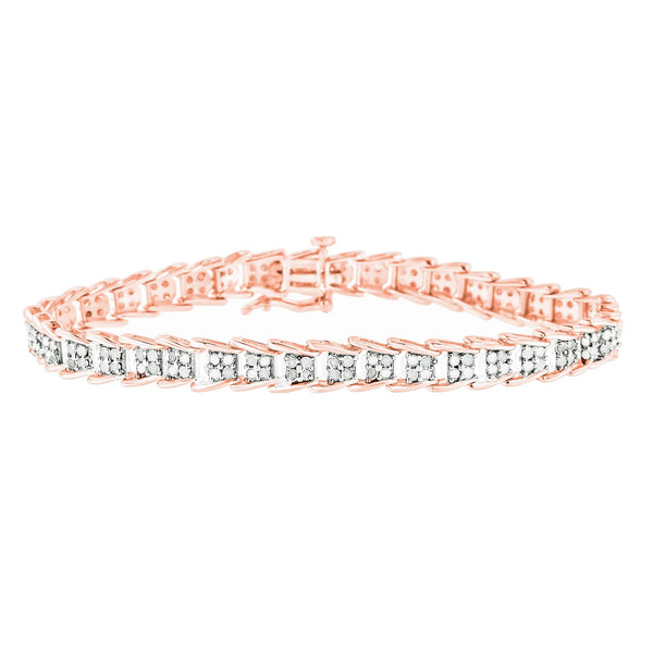 2 Ct. T.W. Diamond Fan-Shaped Fancy Chevron Link Tennis Bracelet in Sterling Silver, photo 2