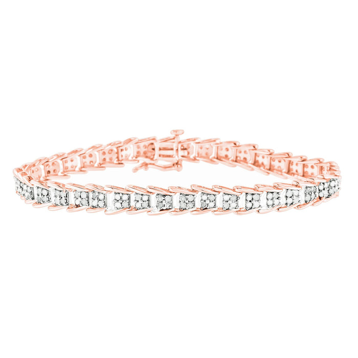 Pulsera tenis de eslabones chevron de fantasía en forma de abanico con diamantes de 2 ct. p.t. en plata de ley, foto 2