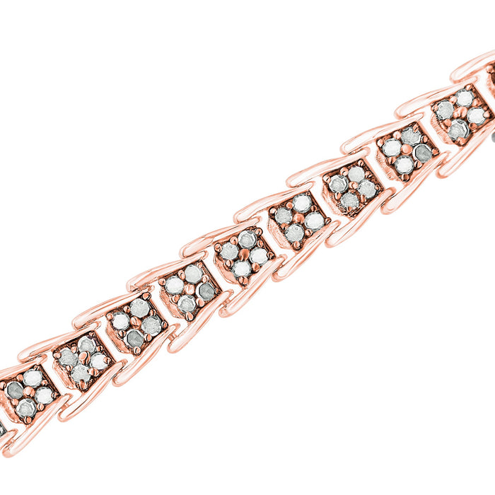Pulsera tenis de eslabones chevron de fantasía en forma de abanico con diamantes de 2 ct. p.t. en plata de ley, foto 5