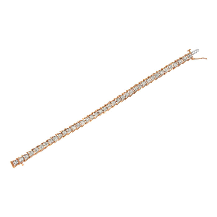 Pulsera tenis de eslabones chevron de fantasía en forma de abanico con diamantes de 2 ct. p.t. en plata de ley, foto 16