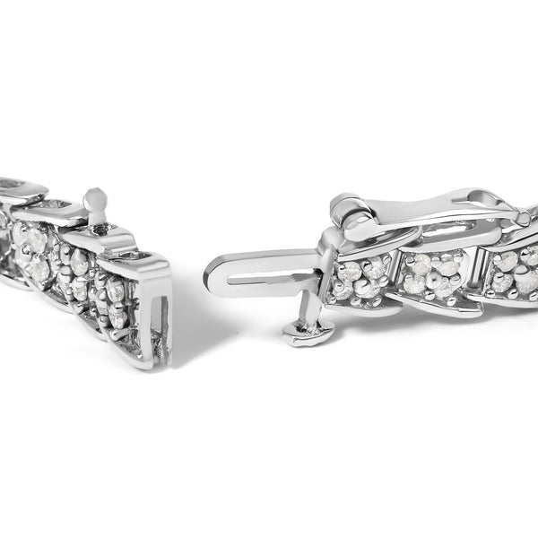 2 Ct. T.W. Diamond Fan-Shaped Link Tennis Bracelet in 10K White Gold, photo 2