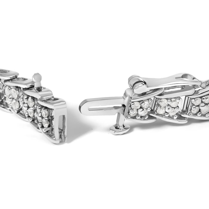2 Ct. T.W. Diamond Fan-Shaped Link Tennis Bracelet in 10K White Gold, photo 2
