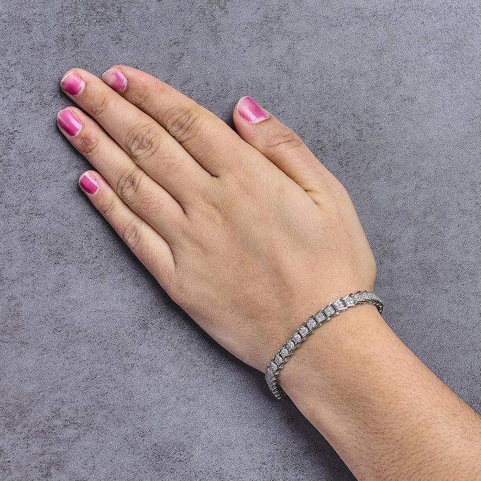 Pulsera tenis de eslabones chevron de fantasía en forma de abanico con diamantes de 2 ct. p.t. en plata de ley, foto 7