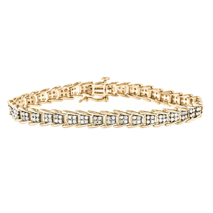 Pulsera tenis de eslabones chevron de fantasía en forma de abanico con diamantes de 2 ct. p.t. en plata de ley, foto 3