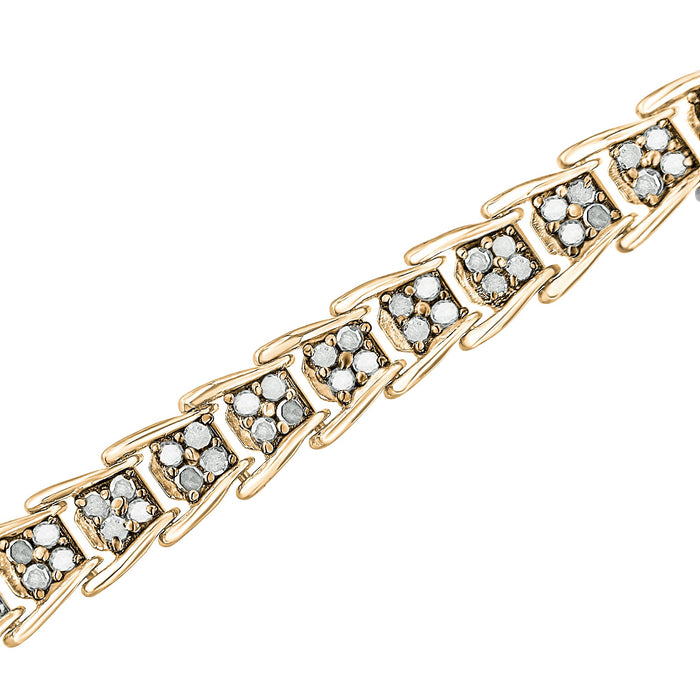 Pulsera tenis de eslabones chevron de fantasía en forma de abanico con diamantes de 2 ct. p.t. en plata de ley, foto 6