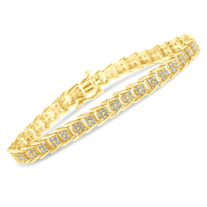 Pulsera tenis de eslabones chevron de fantasía en forma de abanico con diamantes de 2 ct. p.t. en plata de ley, foto 12