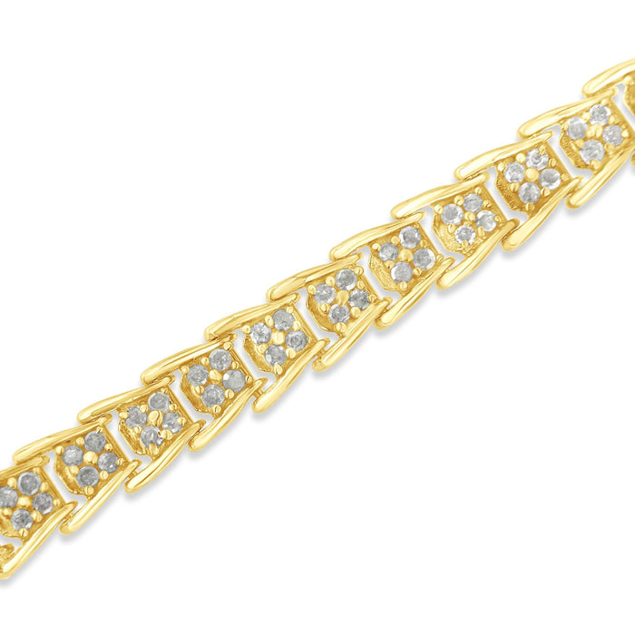 Pulsera tenis de eslabones chevron de fantasía en forma de abanico con diamantes de 2 ct. p.t. en plata de ley, foto 15