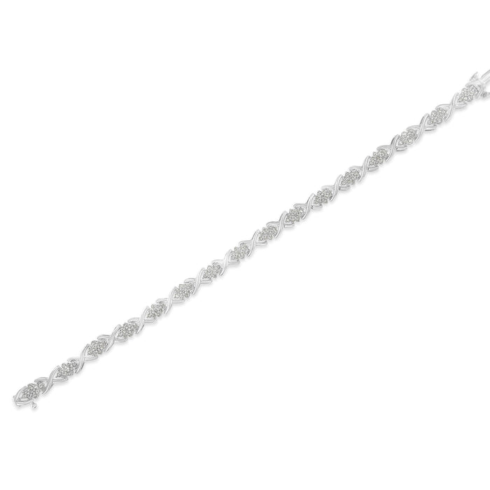 Pulsera tenis de eslabones en X con racimos de diamantes de 1 1/2 ct. p.t. en plata de ley, foto 5