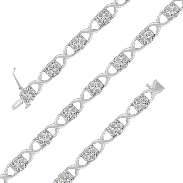 Pulsera de eslabones de candados del amor con diamantes talla rosa de 1 ct. p.t. en plata de ley, foto 2