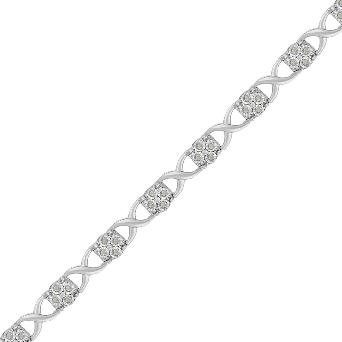 1 Ct. T.W. Rose-Cut Diamond Love Locks Link Bracelet in Sterling Silver, photo 4