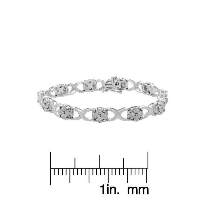 1 Ct. T.W. Rose-Cut Diamond Love Locks Link Bracelet in Sterling Silver, photo 5