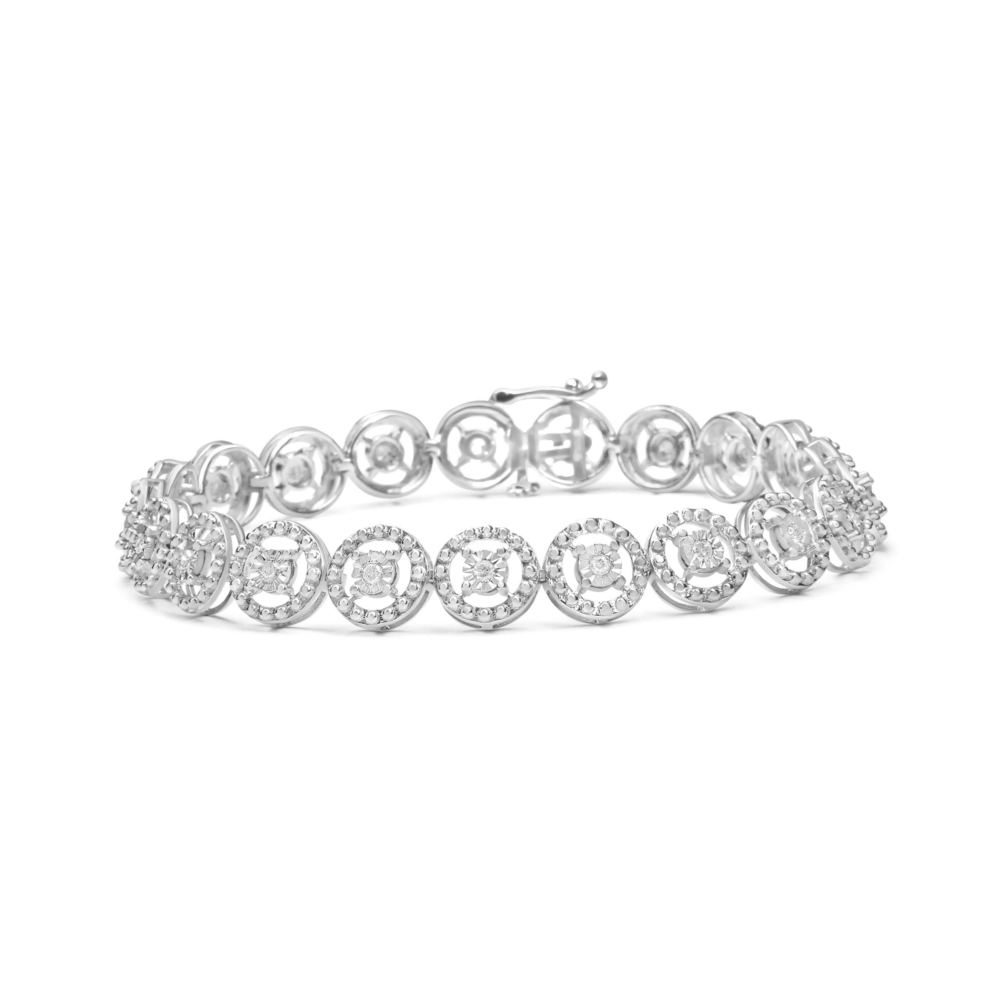 1/2 Ct. T.W. Diamond Nested Circle Miracle-Set Open Wheel Link Bracelet in Sterling Silver, photo 1