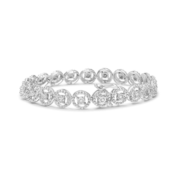 Pulsera de eslabones de rueda calada con círculos anidados Miracle-Set y diamantes de 1/2 ct. p.t. en plata de ley, foto 2
