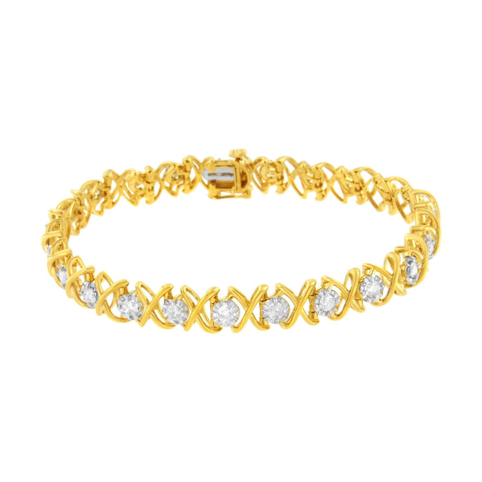 Pulsera Xoxo con diamantes de 2 ct. p.t. en plata de ley bañada en oro amarillo de 10K, foto 2