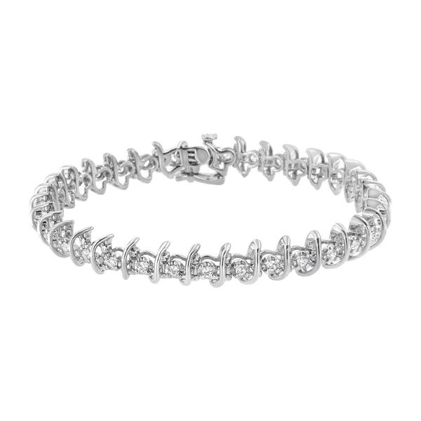 1 Ct. T.W. Prong-Set Diamond Link Bracelet in Sterling Silver, photo 1