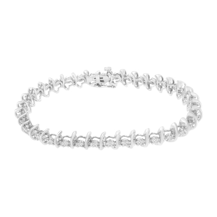 Pulsera de eslabones de garras con diamantes de 1 ct. p.t. en plata de ley, foto 2