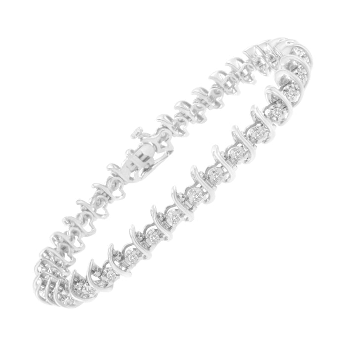 Pulsera de eslabones de garras con diamantes de 1 ct. p.t. en plata de ley, foto 4