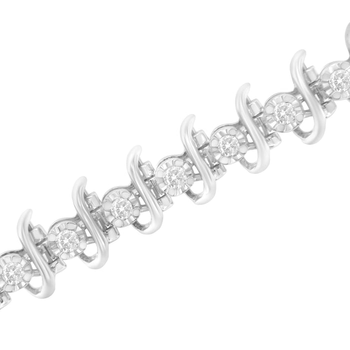 Pulsera de eslabones de garras con diamantes de 1 ct. p.t. en plata de ley, foto 5
