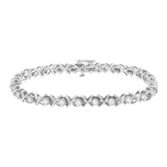 1 Ct. T.W. Brilliant Round-Cut Diamond X Link Bracelet in Sterling Silver, photo 1
