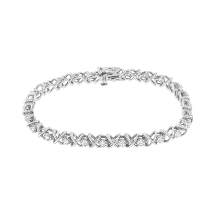 1 Ct. T.W. Brilliant Round-Cut Diamond X Link Bracelet in Sterling Silver, photo 2
