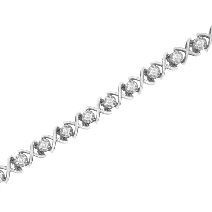 1 Ct. T.W. Brilliant Round-Cut Diamond X Link Bracelet in Sterling Silver, photo 5