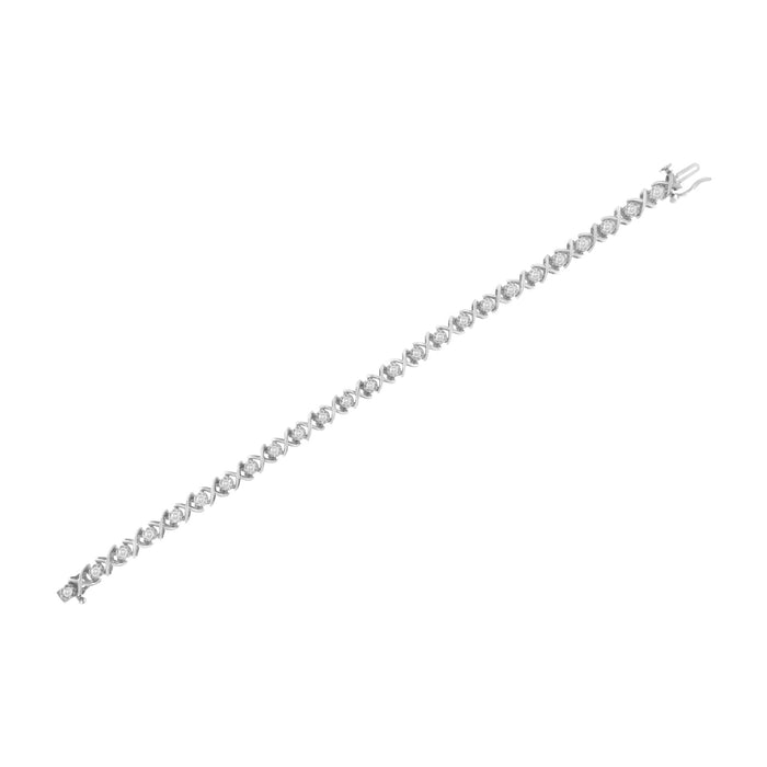 1 Ct. T.W. Brilliant Round-Cut Diamond X Link Bracelet in Sterling Silver, photo 6