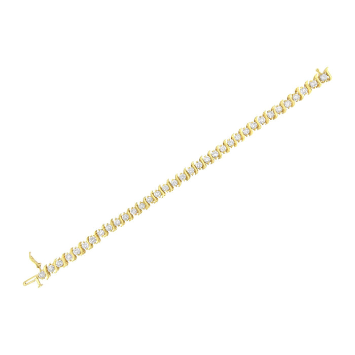 Pulsera de eslabones en S de 2 garras con diamantes de 7 ct. p.t. en plata de ley bañada en oro amarillo de 10K, foto 7