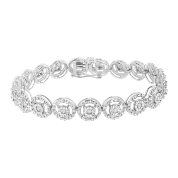 Pulsera de eslabones de rueda calada con círculos anidados Miracle-Set y diamantes de 1 ct. p.t. en plata de ley, foto 1