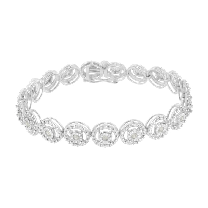 1 Ct. T.W. Diamond Nested Circle Miracle-Set Open Wheel Link Bracelet in Sterling Silver, photo 2
