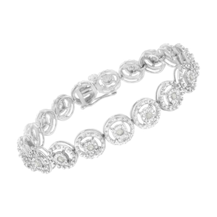 1 Ct. T.W. Diamond Nested Circle Miracle-Set Open Wheel Link Bracelet in Sterling Silver, photo 4
