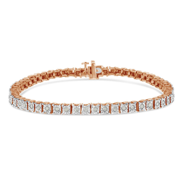 Pulsera tenis Miracle-Set de marco cuadrado con diamantes de 1 ct. p.t. en plata de ley, foto 1