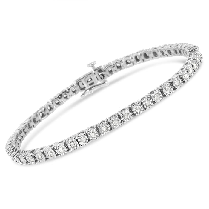 Pulsera tenis de bisel Miracle-Set con diamantes de 1 ct. p.t. en plata de ley, foto 6