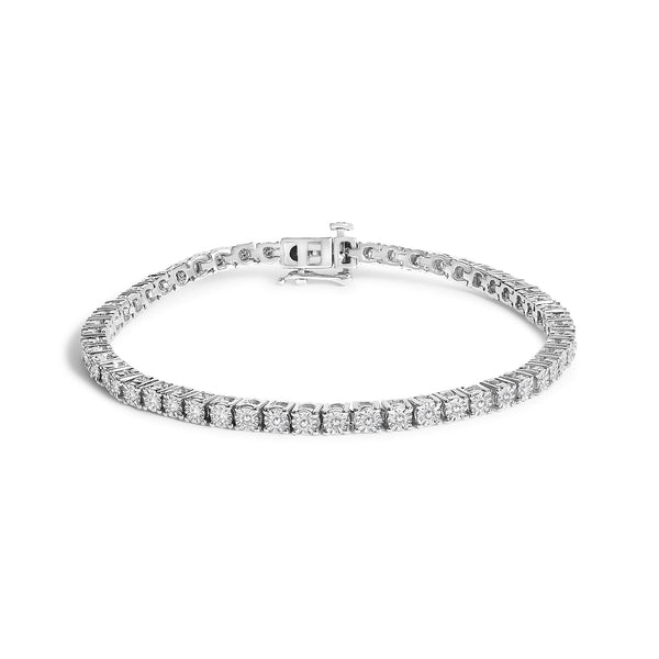 Pulsera tenis de ilusión Miracle Plate con diamantes cultivados en laboratorio de 3 ct. p.t. en oro blanco de 14K, foto 1