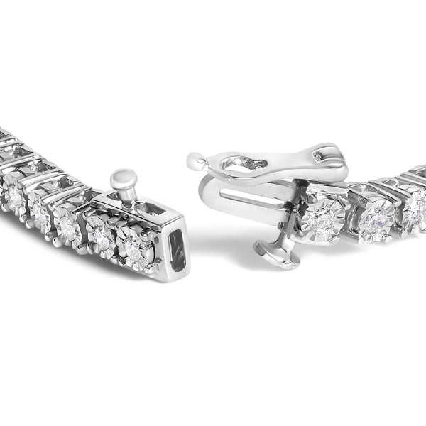 Pulsera tenis de ilusión Miracle Plate con diamantes cultivados en laboratorio de 3 ct. p.t. en oro blanco de 14K, foto 2