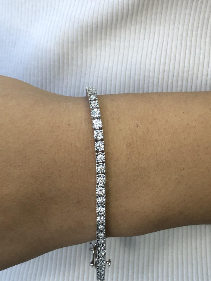 Lab-Grown Diamond Illusion-Set Miracle Plate Tennis Bracelet in Sterling Silver, photo 10