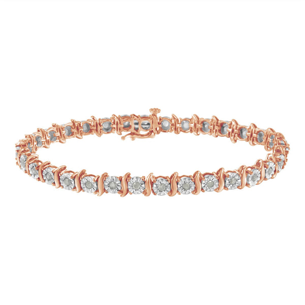 Pulsera tenis de eslabones en curva S Miracle-Set con diamantes de 1 ct. p.t. en plata de ley, foto 1