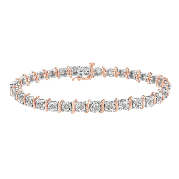 Pulsera tenis de eslabones en curva S Miracle-Set con diamantes de 1 ct. p.t. en plata de ley, foto 2