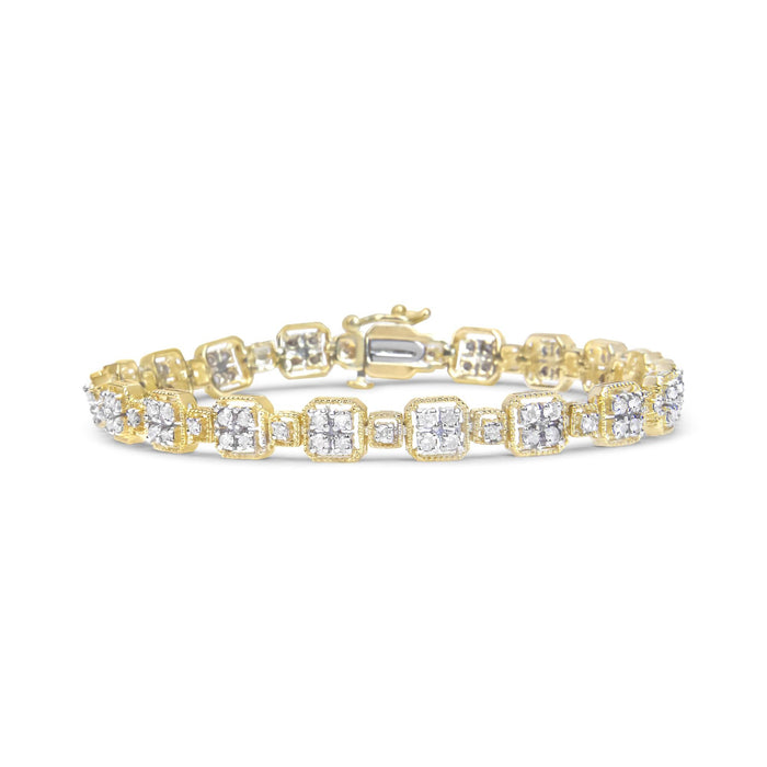 2 Ct. T.W. Diamond Square Link Bracelet in 10K Yellow Gold, photo 1