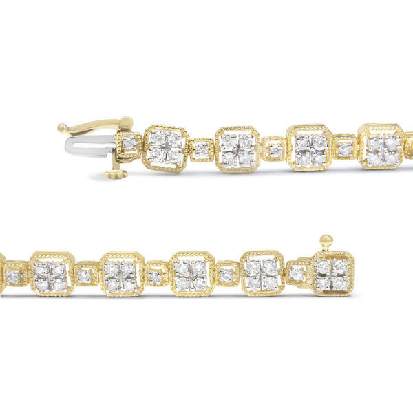 Pulsera de eslabones cuadrados con diamantes de 2 ct. p.t. en oro amarillo de 10K, foto 2