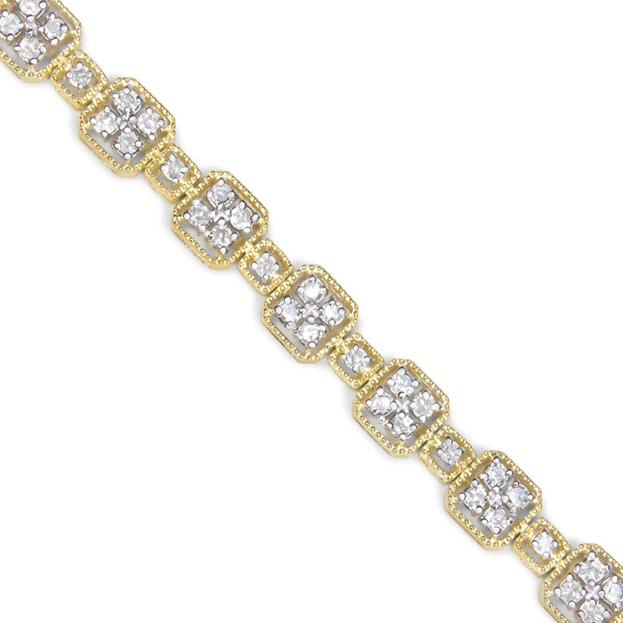 2 Ct. T.W. Diamond Square Link Bracelet in 10K Yellow Gold, photo 4