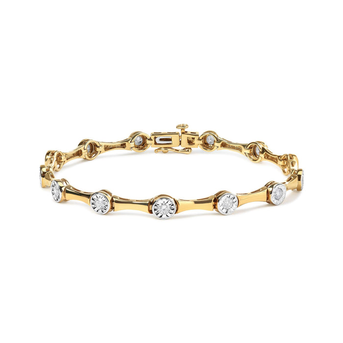 Pulsera de eslabones de estaciones Miracle-Set con diamantes de 1 ct. p.t. en plata de ley bañada en oro amarillo de 10K, foto 1