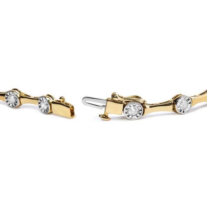 Pulsera de eslabones de estaciones Miracle-Set con diamantes de 1 ct. p.t. en plata de ley bañada en oro amarillo de 10K, foto 2